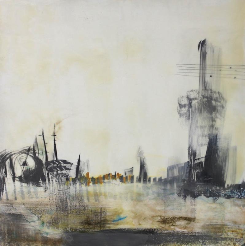 "Winter Song" Helen Deramus Encaustic, expanded to stydio L-1