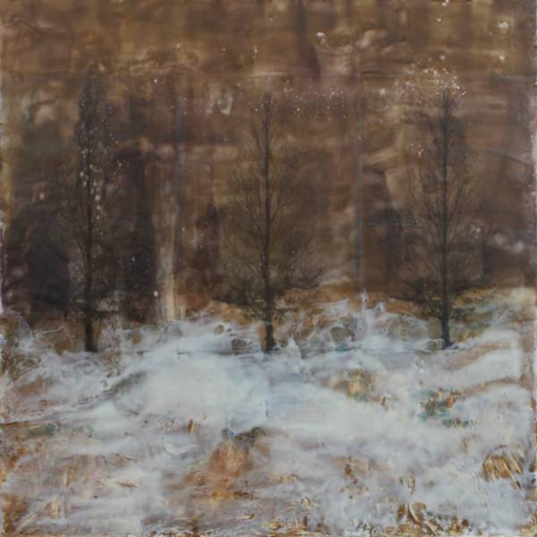 "Winter Song" Helen Deramus Encaustic, expanded to stydio L-1